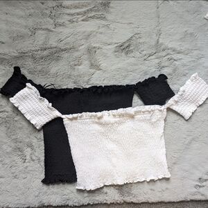 Set Of 2 Off The Shoulder Smocked Tops